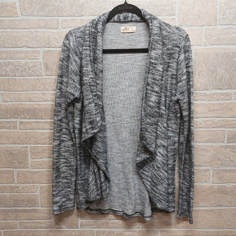 Hollister Size Large Open Front Waterfall Cardigan Black, White and Grey